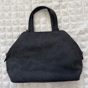 Free‎ People Gray Suede Leather Double Strap Handbag ~ Classic Career Organizer